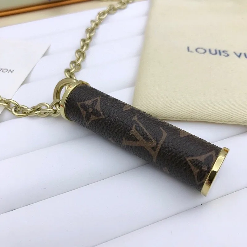 Louis Vuitton Cylinder Pendant Necklace Gold Tone - Image 10