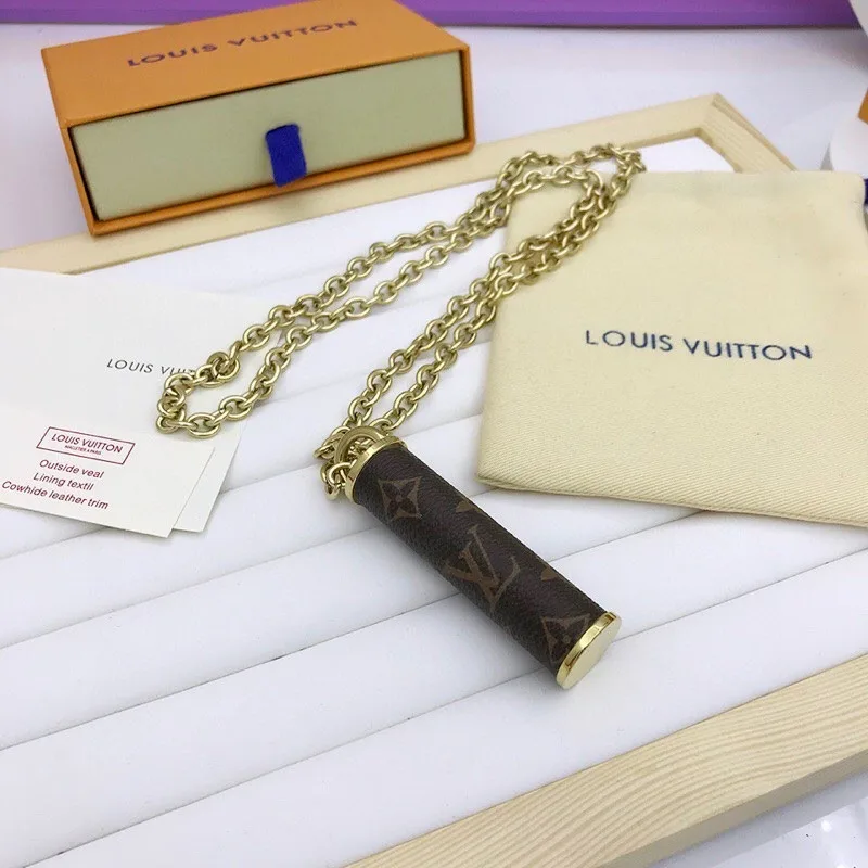 Louis Vuitton Cylinder Pendant Necklace Gold Tone - Image 9