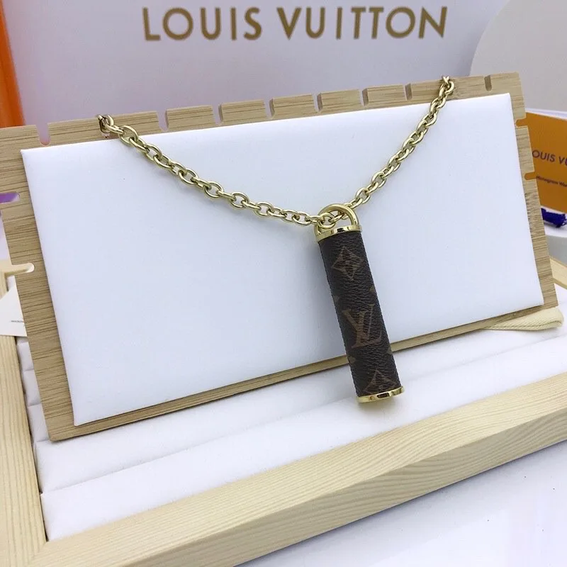 Louis Vuitton Cylinder Pendant Necklace Gold Tone - Image 8