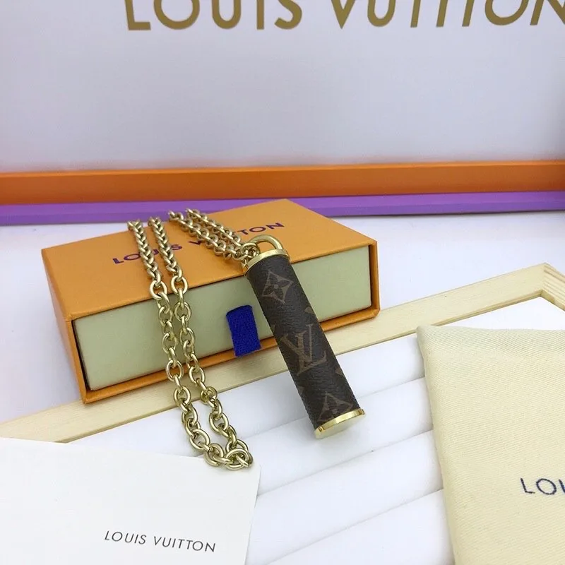 Louis Vuitton Cylinder Pendant Necklace Gold Tone - Image 7