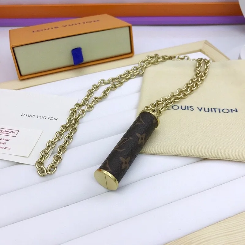 Louis Vuitton Cylinder Pendant Necklace Gold Tone - Image 4