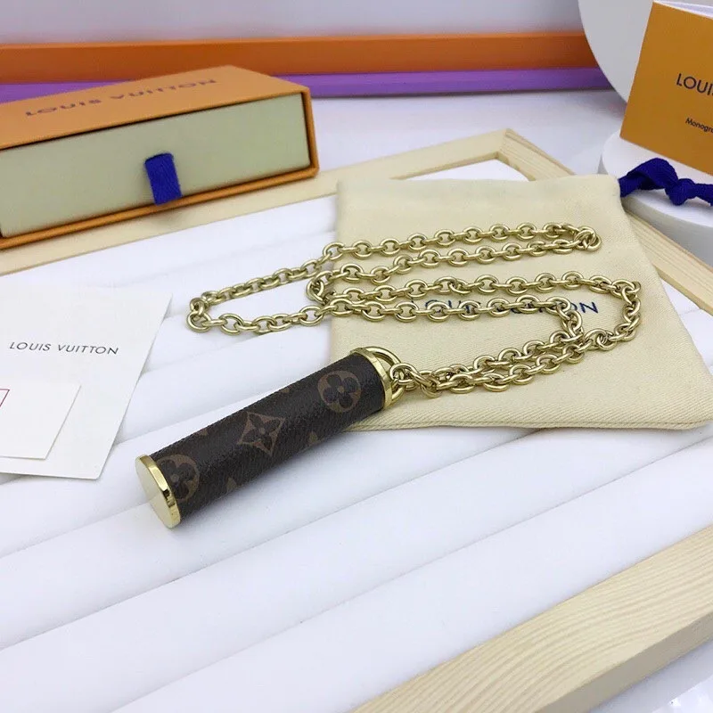 Louis Vuitton Cylinder Pendant Necklace Gold Tone - Image 3