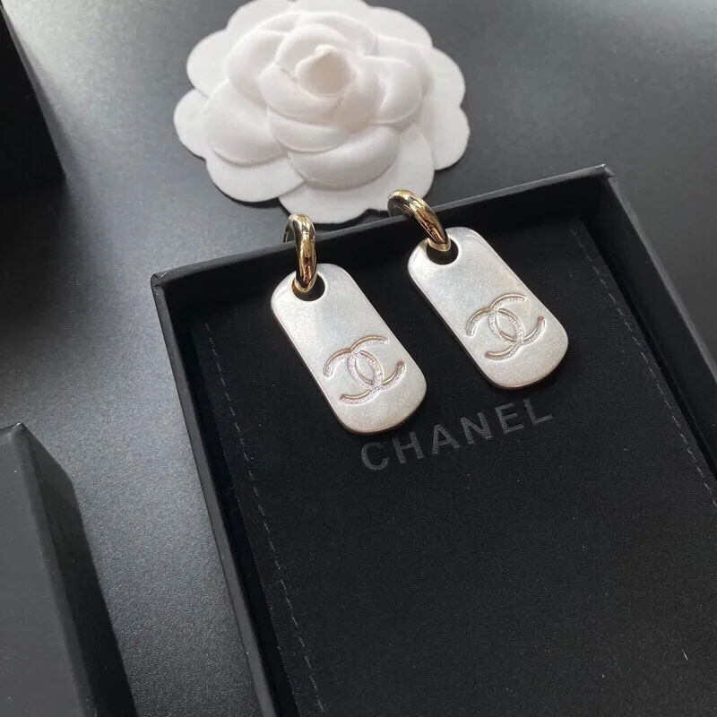 Chanel Dangling Big Tag Earrings Gold Tone - Image 6