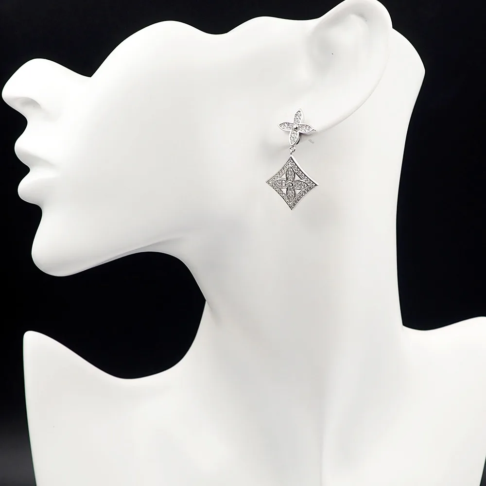 Alternative view of Louis Vuitton Diamond Floral Earrings Silver