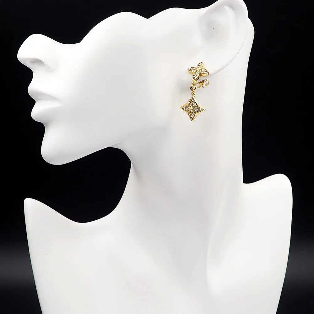 Alternative view of Louis Vuitton Diamond Floral Earrings Gold