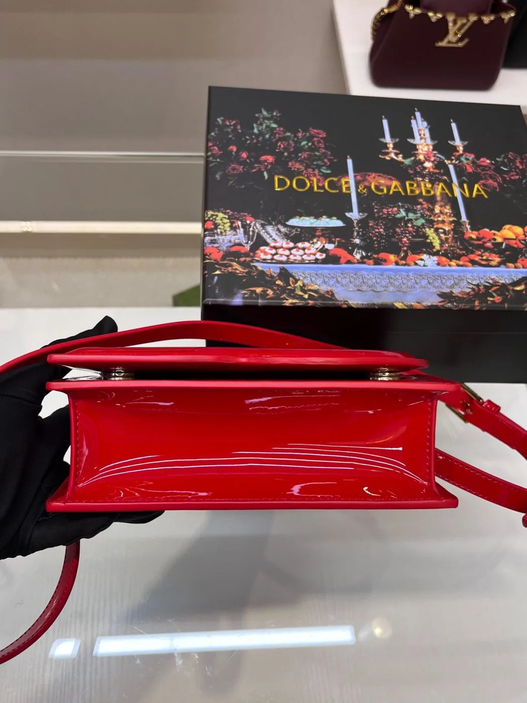 Alternative view of Dolce Gabbana Logo Crossbody Bag / Red Gold Hardware