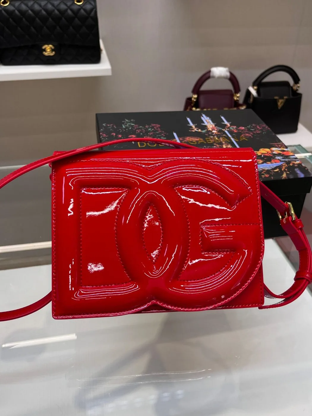 Dolce Gabbana Logo Crossbody Bag / Red Gold Hardware - Image 3