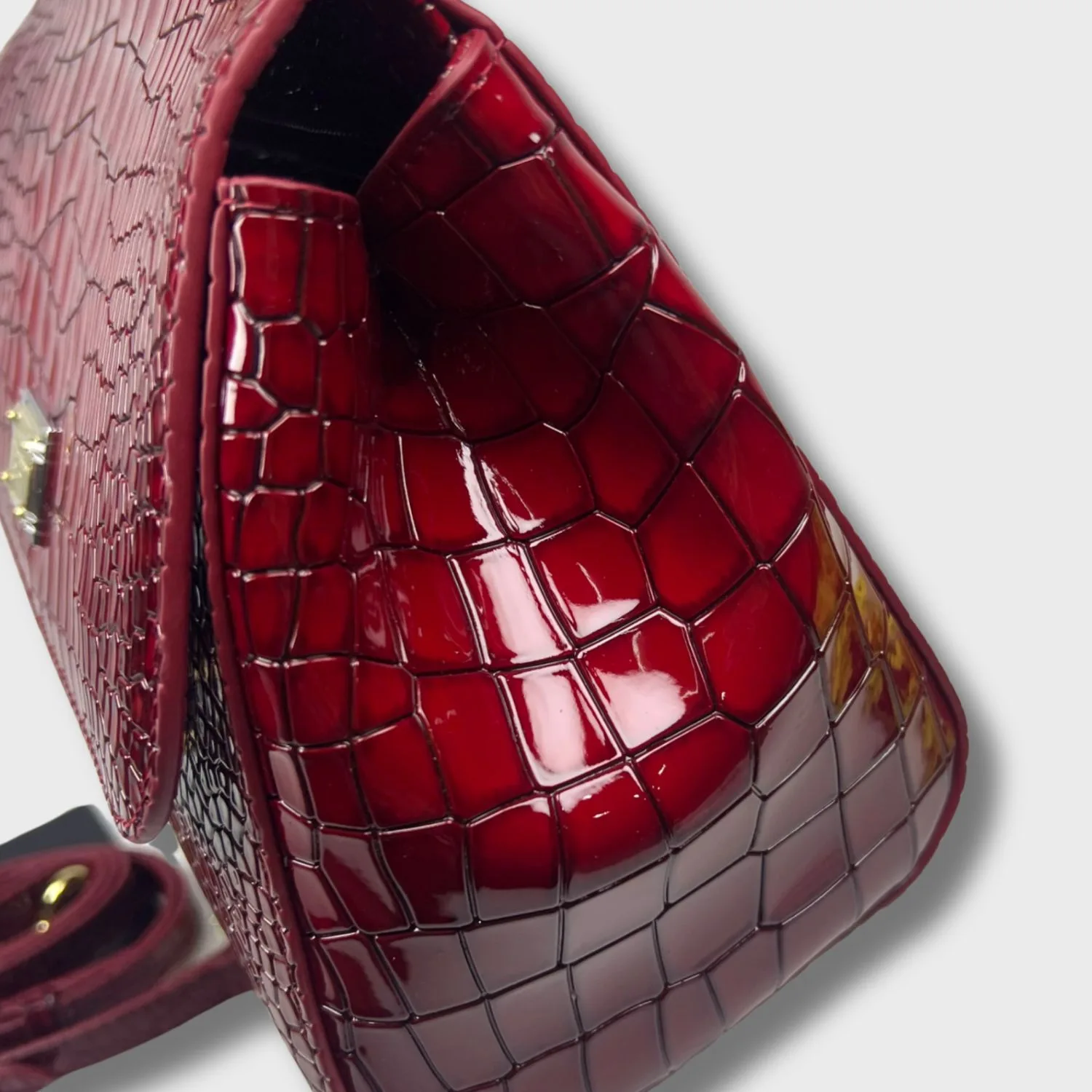 Alternative view of Dolce & Gabbana Medium Sicily Bag In Foiled Crocodile-Print Burgundy / DG