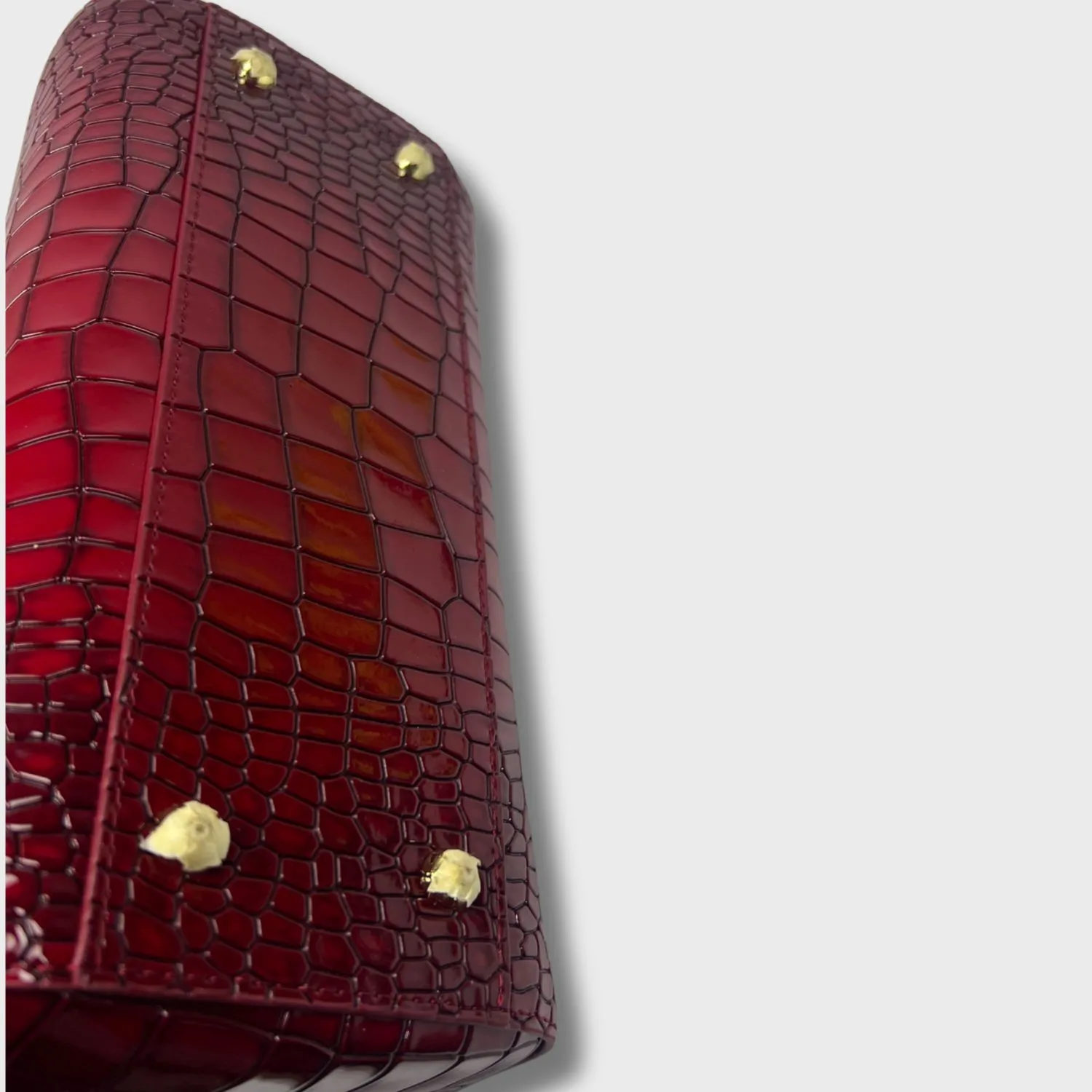 Dolce & Gabbana Medium Sicily Bag In Foiled Crocodile-Print Burgundy / DG - Image 4