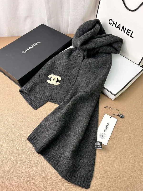 Chanel Double C Pattern Cashmere Scarf Black - Image 3
