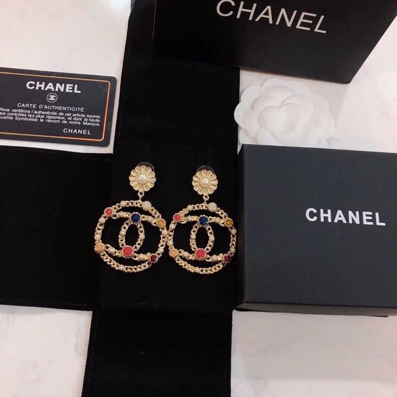 Chanel Douple C Small Chain Earrings Gold Tone - Image 8