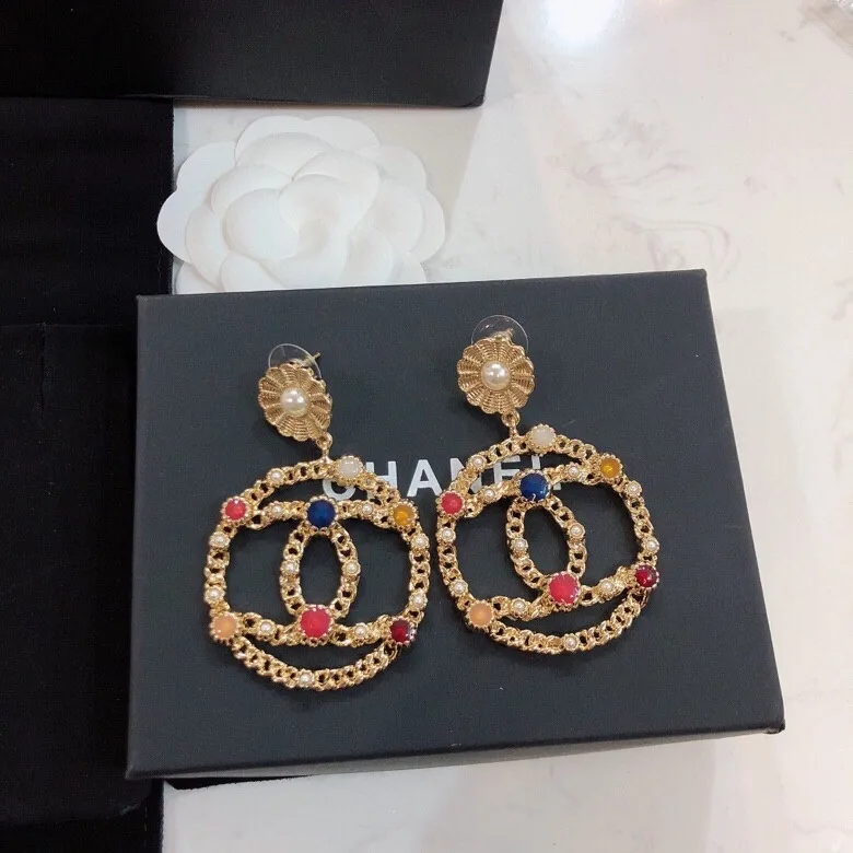 Chanel Douple C Small Chain Earrings Gold Tone - Image 7