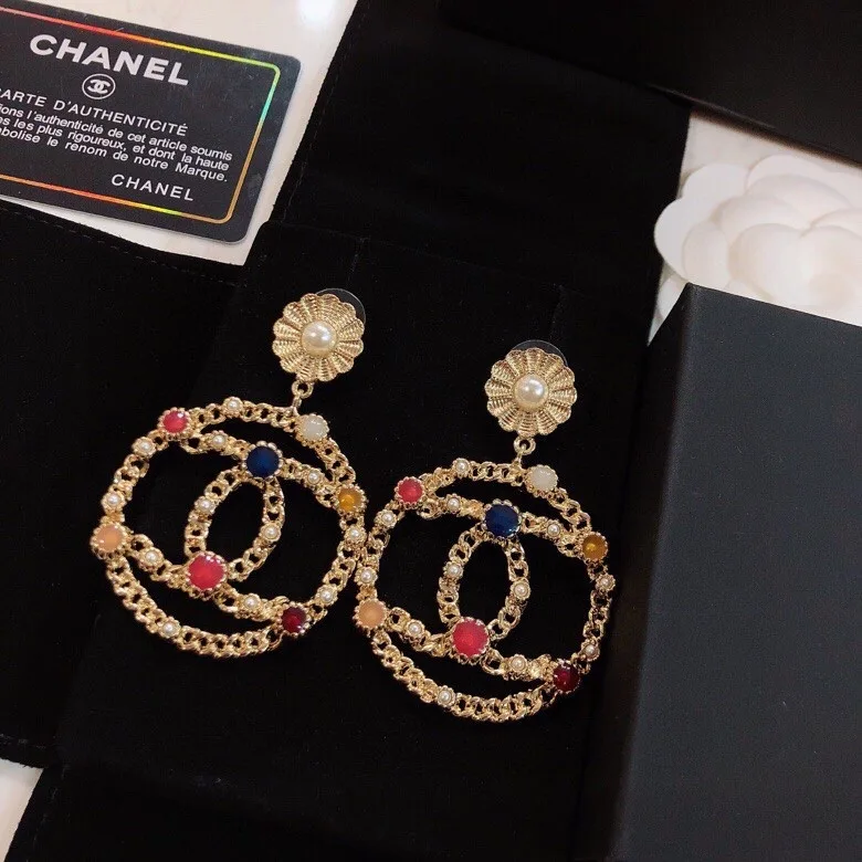 Chanel Douple C Small Chain Earrings Gold Tone - Image 6