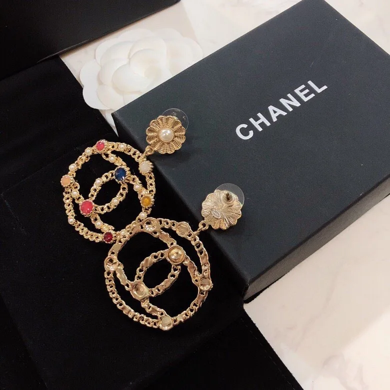 Chanel Douple C Small Chain Earrings Gold Tone - Image 5