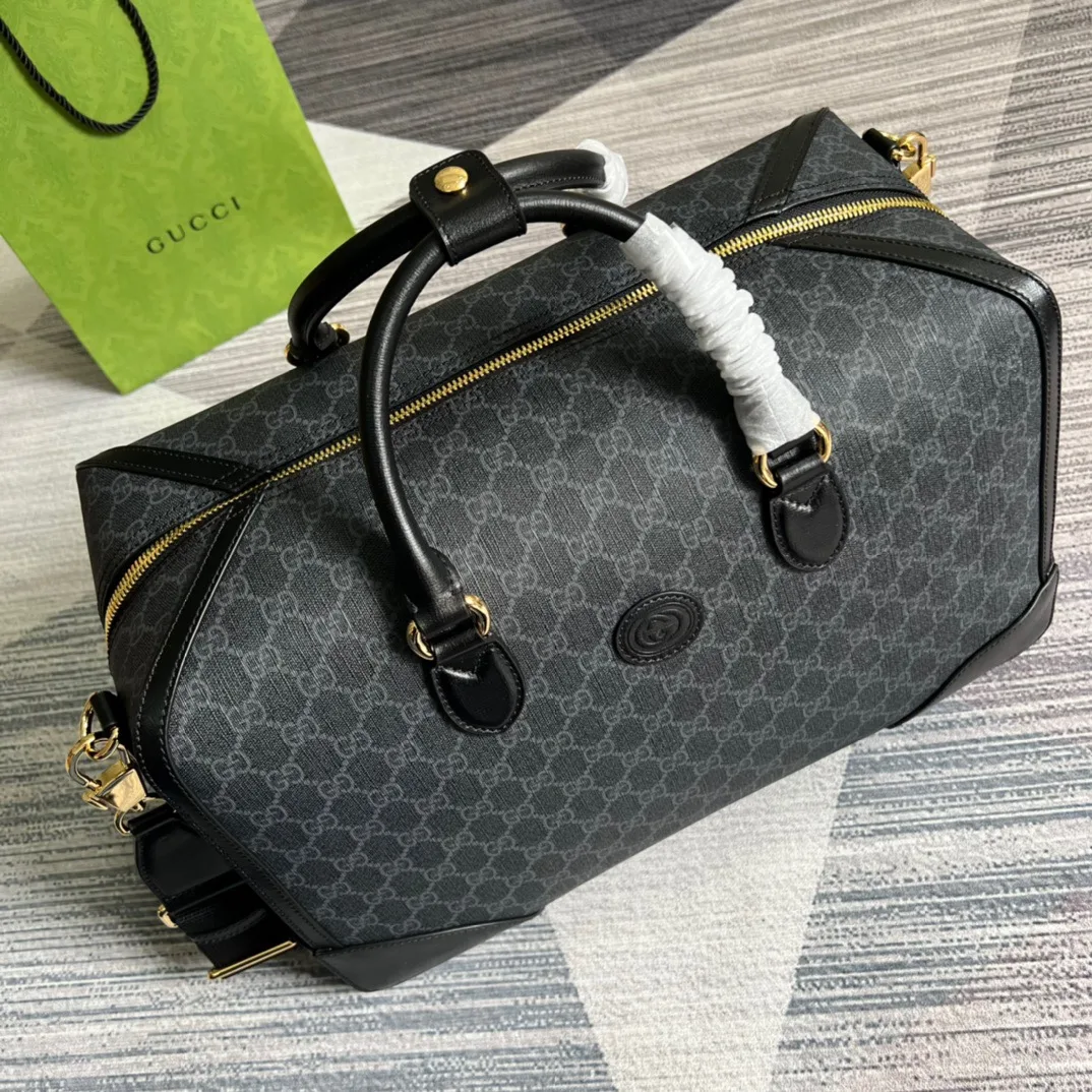 Gucci Duffle Bag With Interlocking G Black / - Image 3