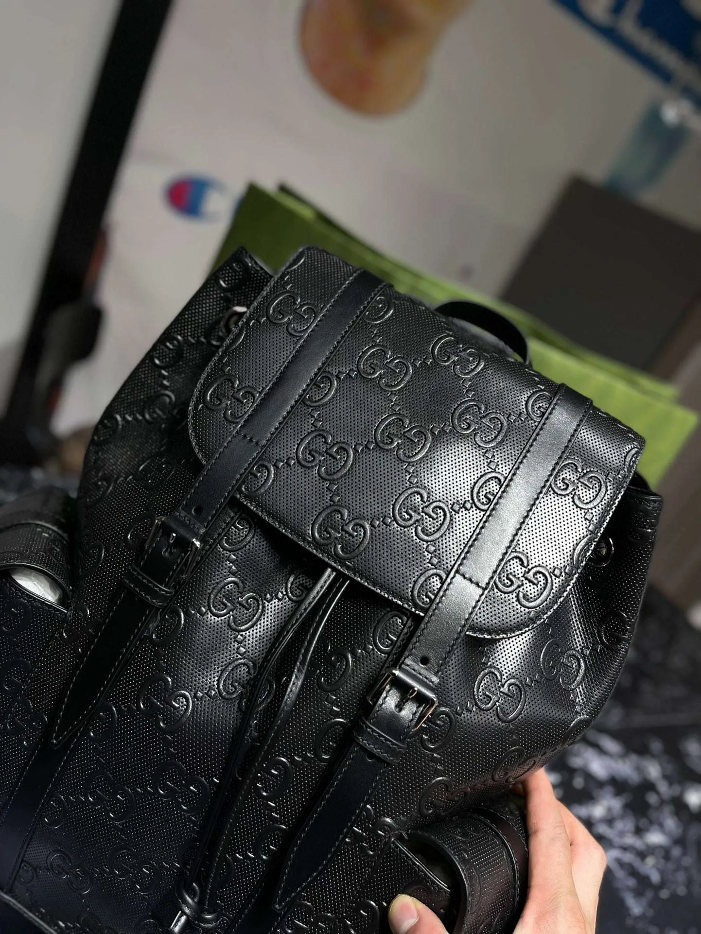 Alternative view of Gucci Embossed Backpack GG Black /