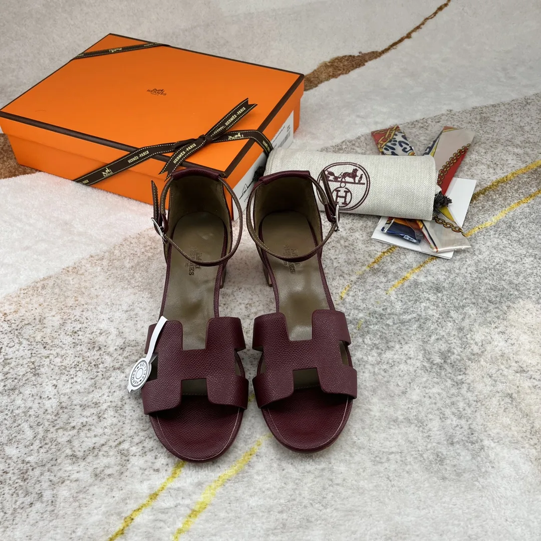 Hermes Encens 50 Sandal Burgundy - Image 4