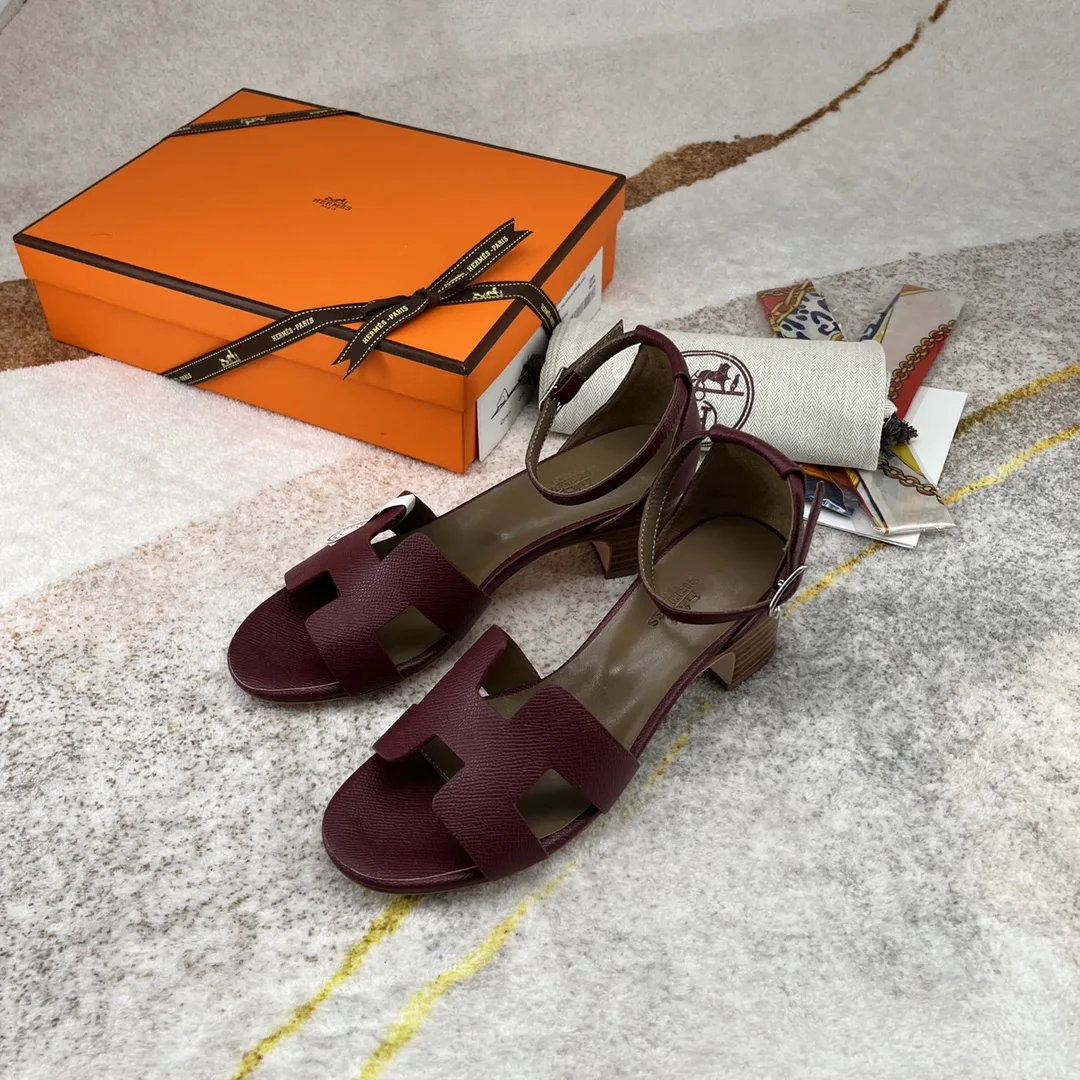 Hermes Encens 50 Sandal Burgundy - Image 3