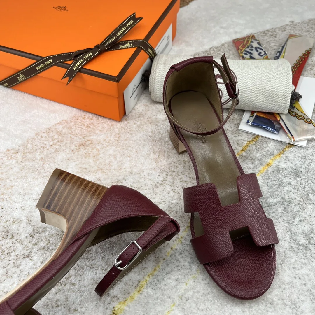 Alternative view of Hermes Encens 50 Sandal Burgundy