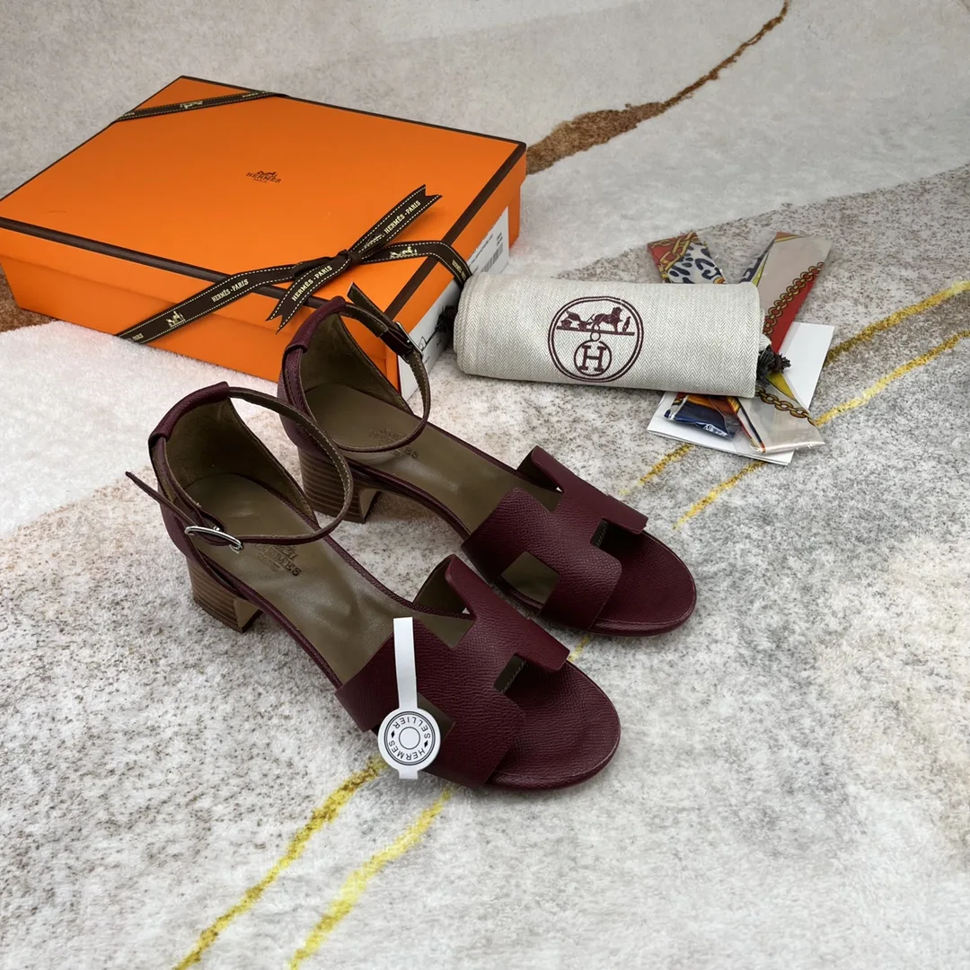 Hermes Encens 50 Sandal Burgundy - Image 5