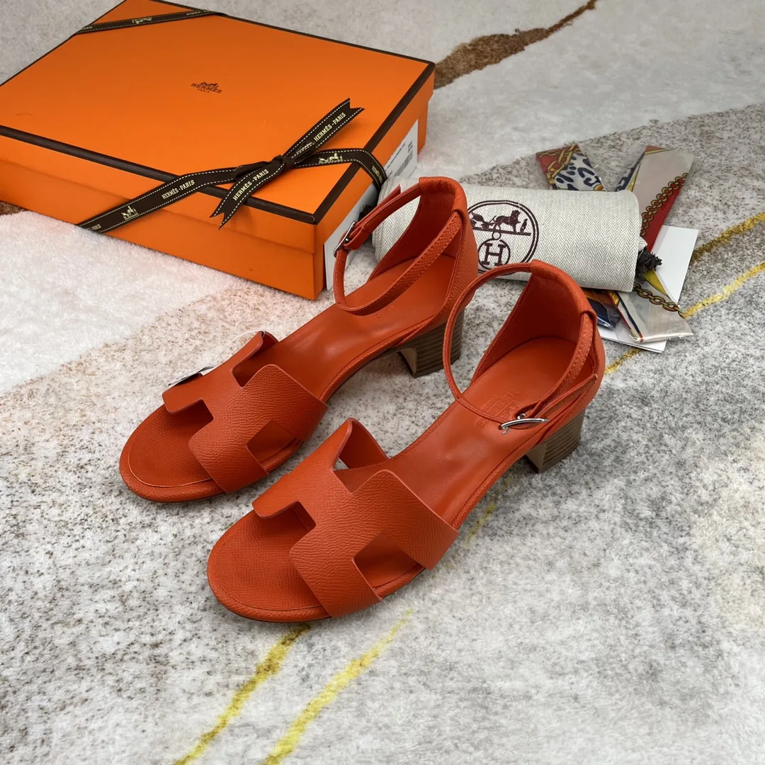 Hermes Encens 50 Sandal Orange - Image 3