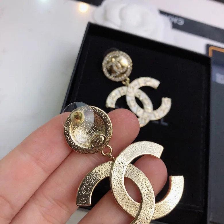 Chanel Engraved Pattern Douple C Earrings Gold Tone - Image 8