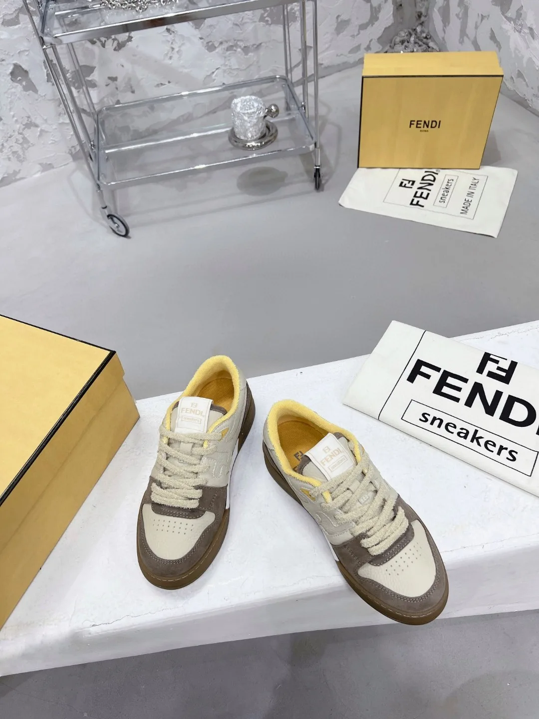 Fendi FD Fendi Match Low Tops Sneakers Brown 7E1493AHH2F1FHU - Image 3