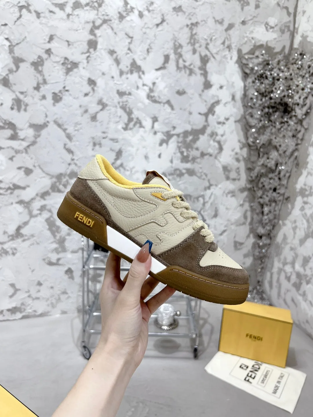 Fendi FD Fendi Match Low Tops Sneakers Brown 7E1493AHH2F1FHU - Image 5