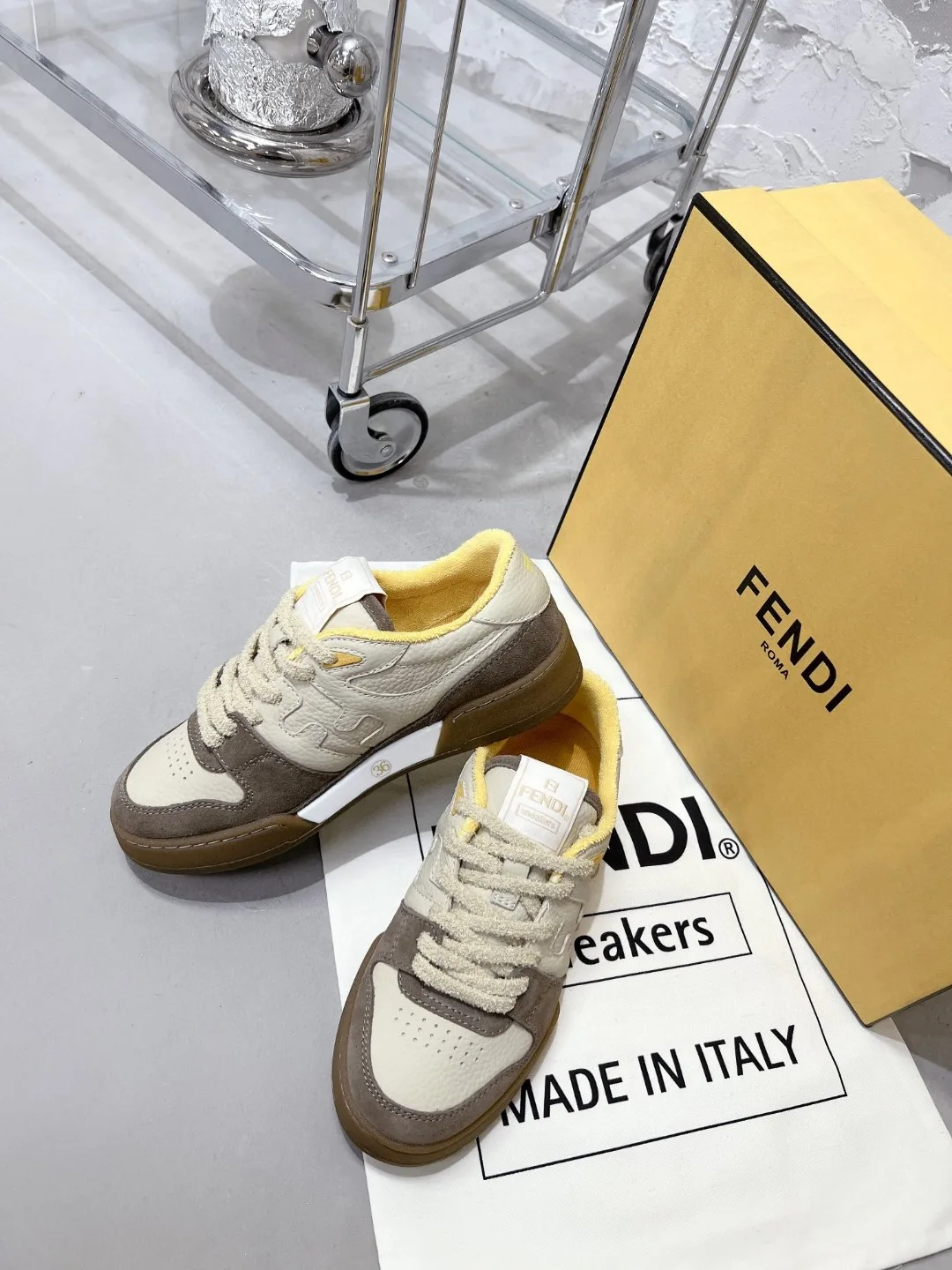 Fendi FD Fendi Match Low Tops Sneakers Brown 7E1493AHH2F1FHU - Image 7