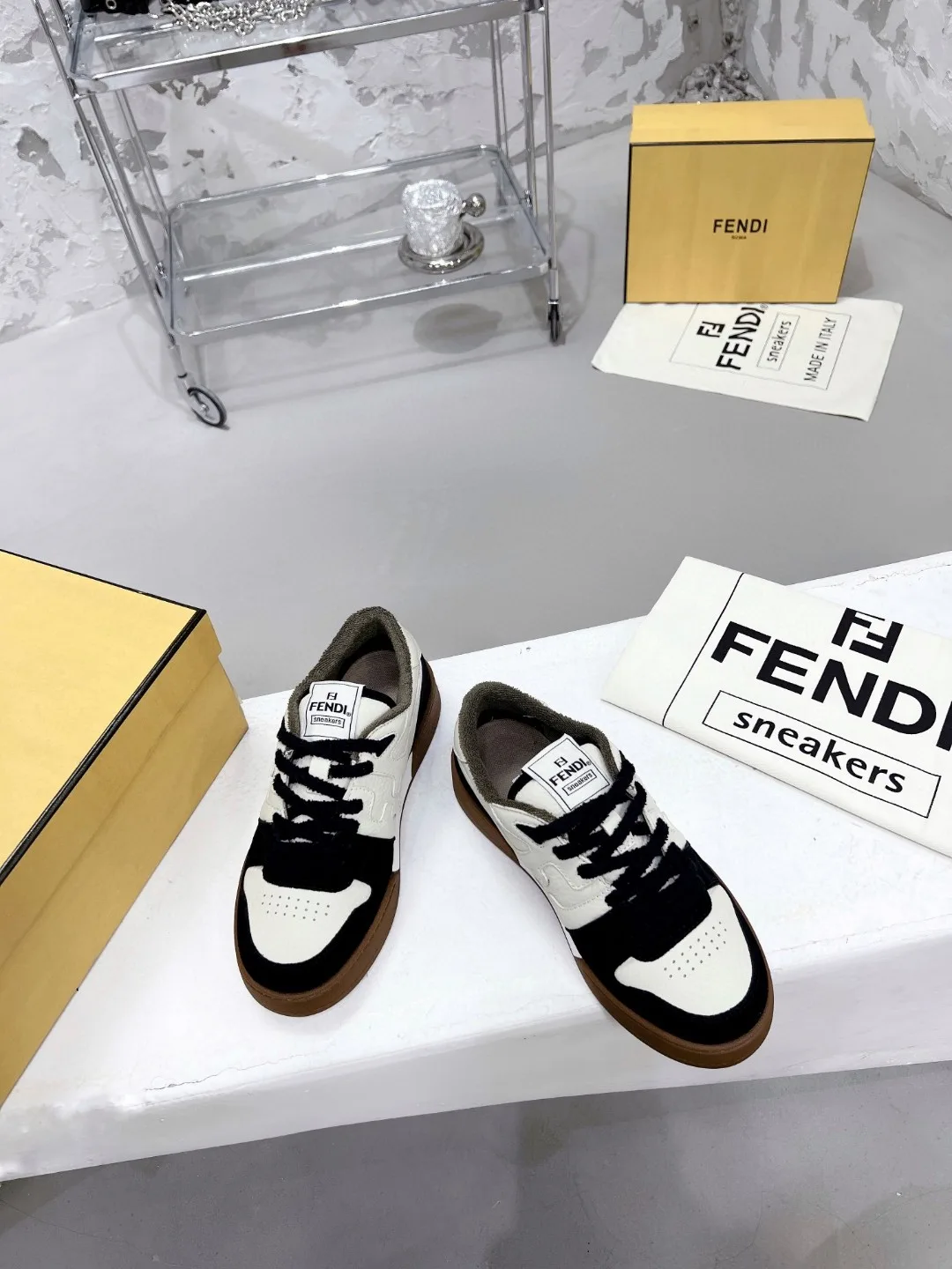 Fendi FD Fendi Match Low Tops Sneakers Black 7E1493AHH2F1FZB - Image 3