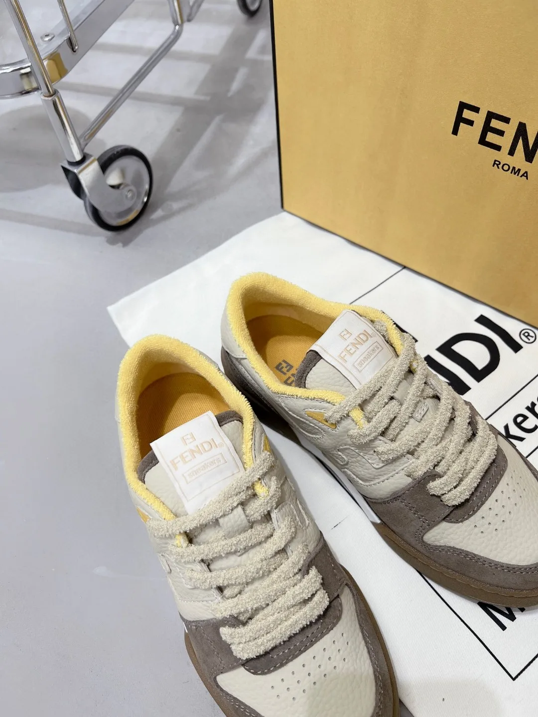 Fendi FD Fendi Match Low Tops Sneakers Brown 7E1493AHH2F1FHU - Image 8