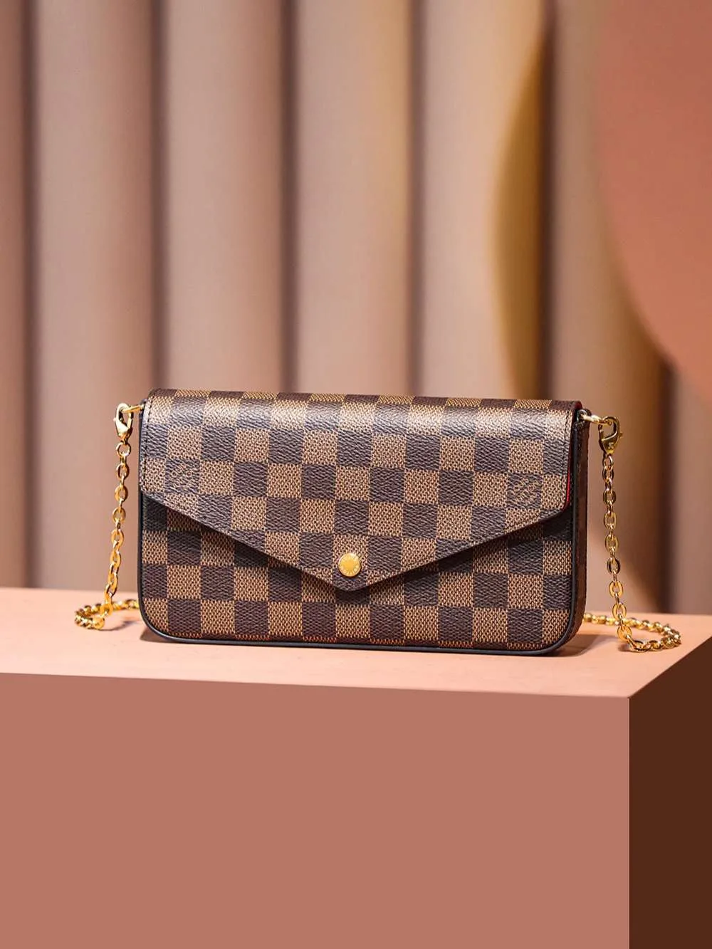 Louis Vuitton Pochette Felicie Shoulder Bag / Brown Gold Hardware - Image 4