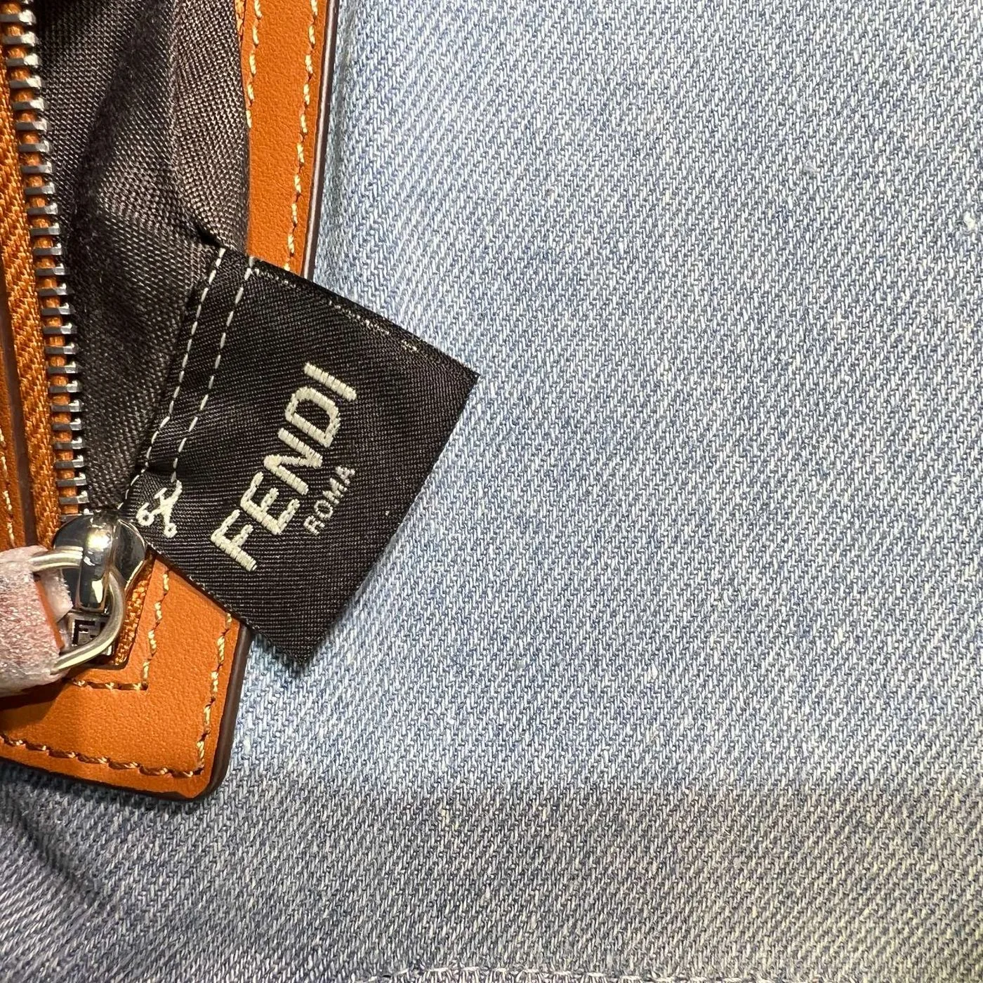 Fendi Denim Bag With FF Embroidery Blue / - Image 5