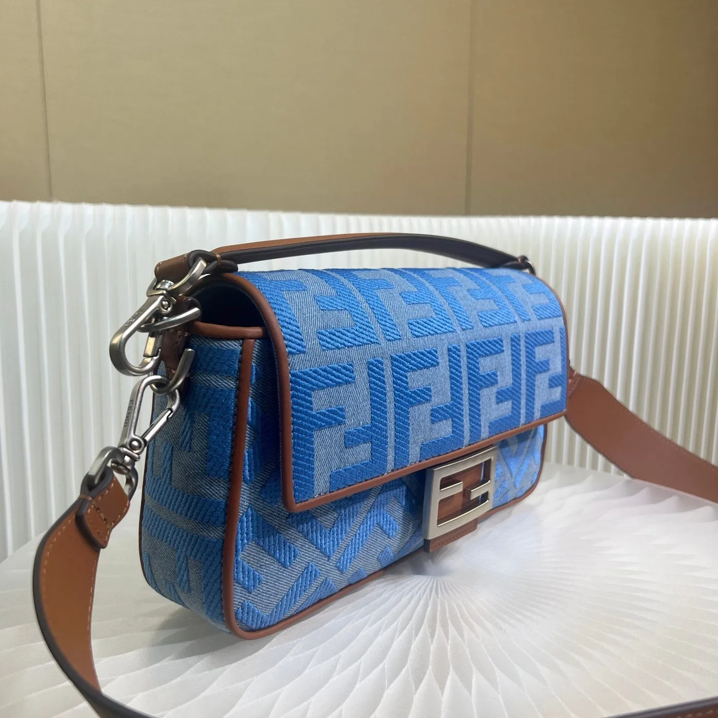 Fendi Denim Bag With FF Embroidery Blue / - Image 3