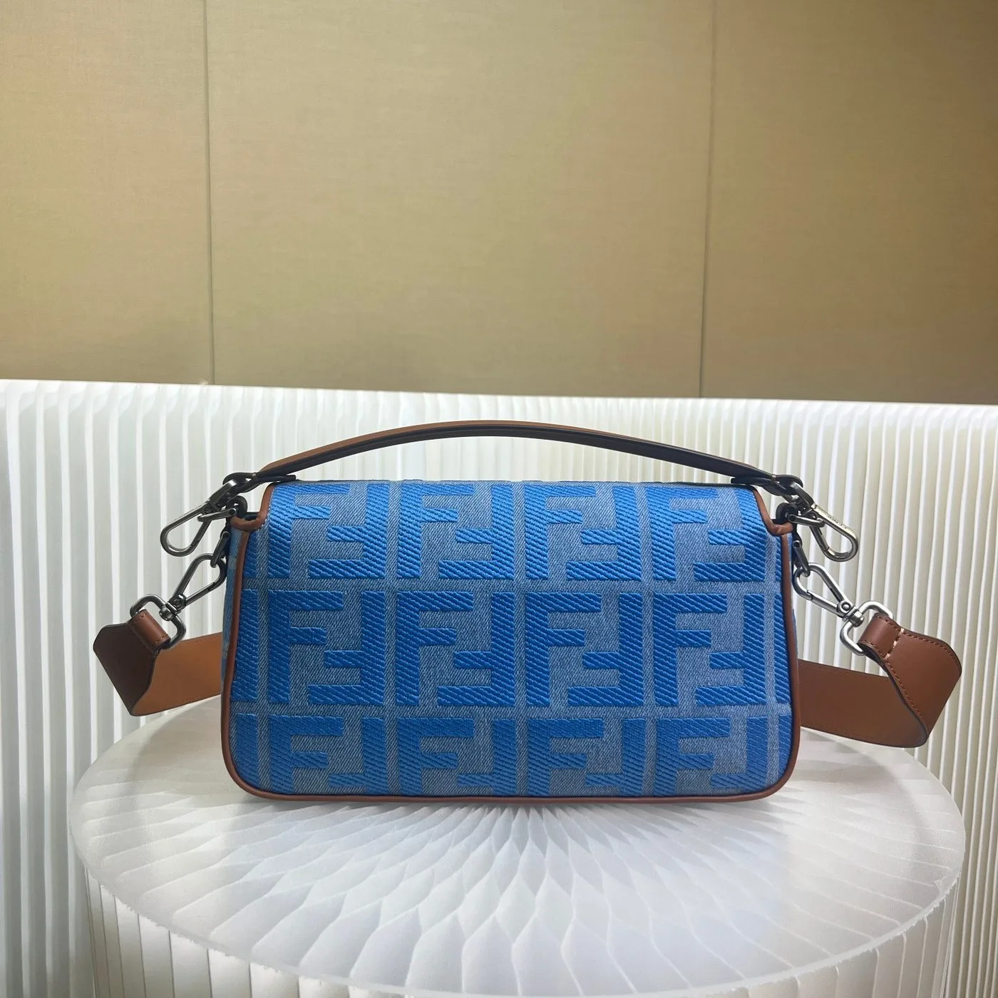 Alternative view of Fendi Denim Bag With FF Embroidery Blue /