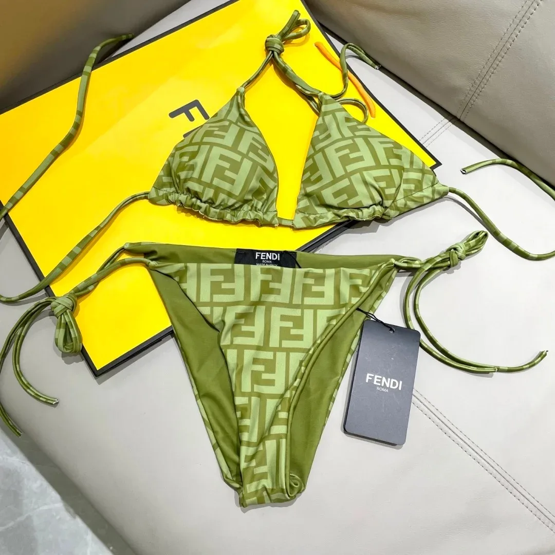 Fendi FF Monogram Bikini Olive Green - Image 4