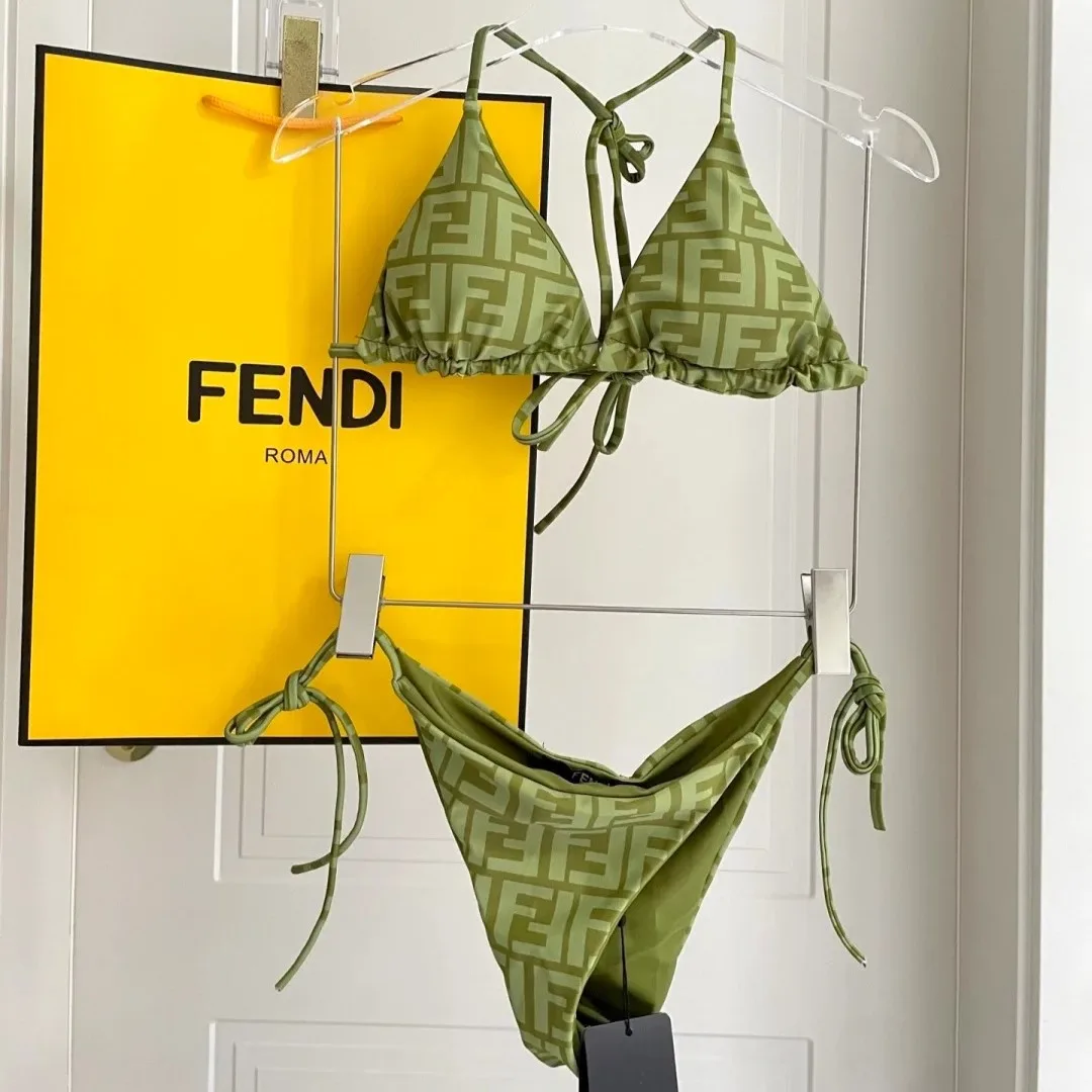 Fendi FF Monogram Bikini Olive Green - Image 5
