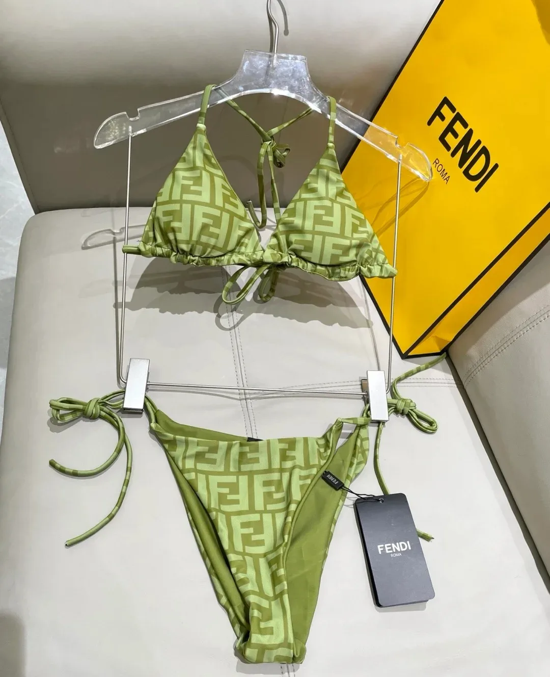 Fendi FF Monogram Bikini Olive Green - Image 6