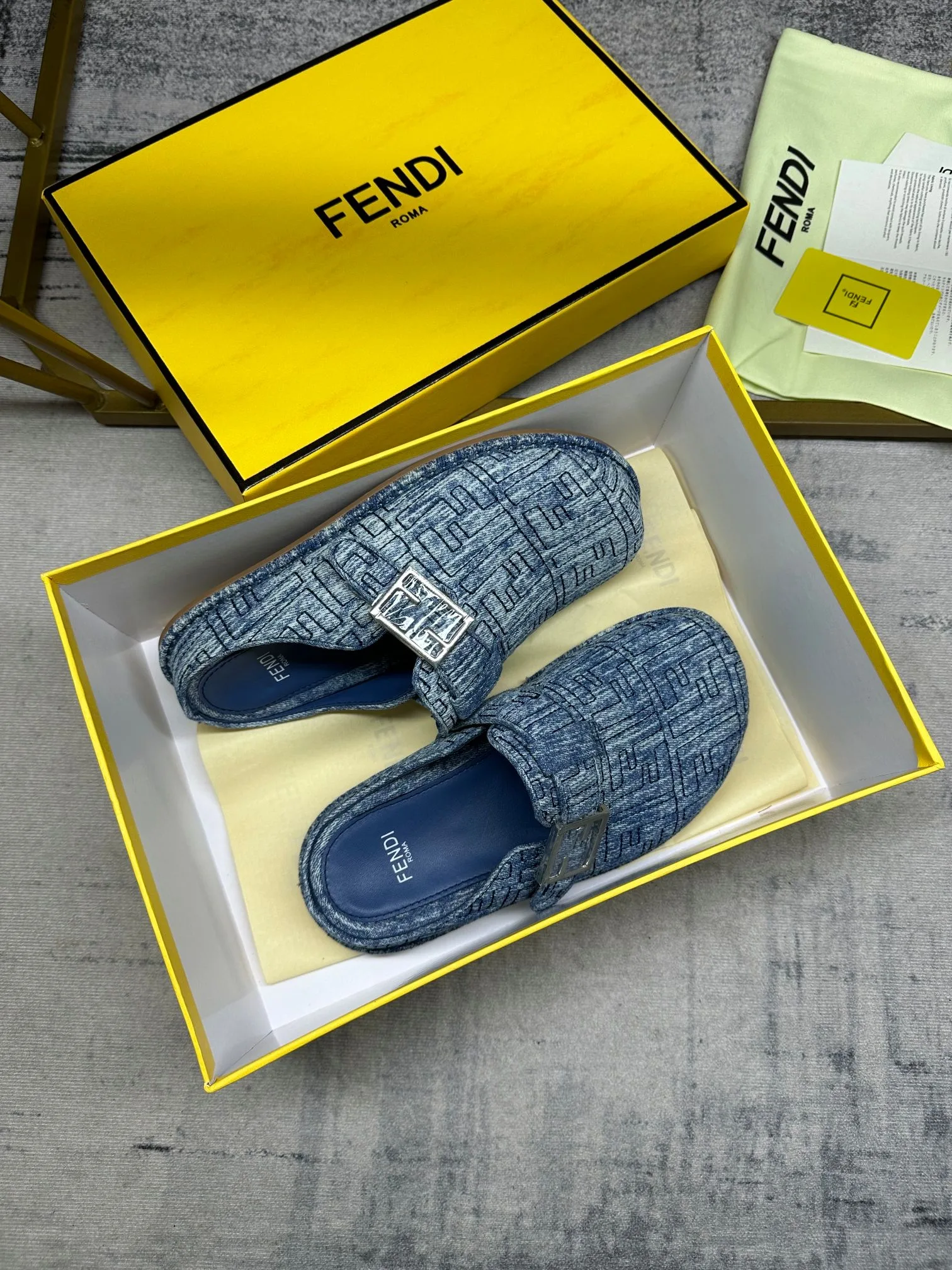 Fendi Feel Mules Blue - Image 4