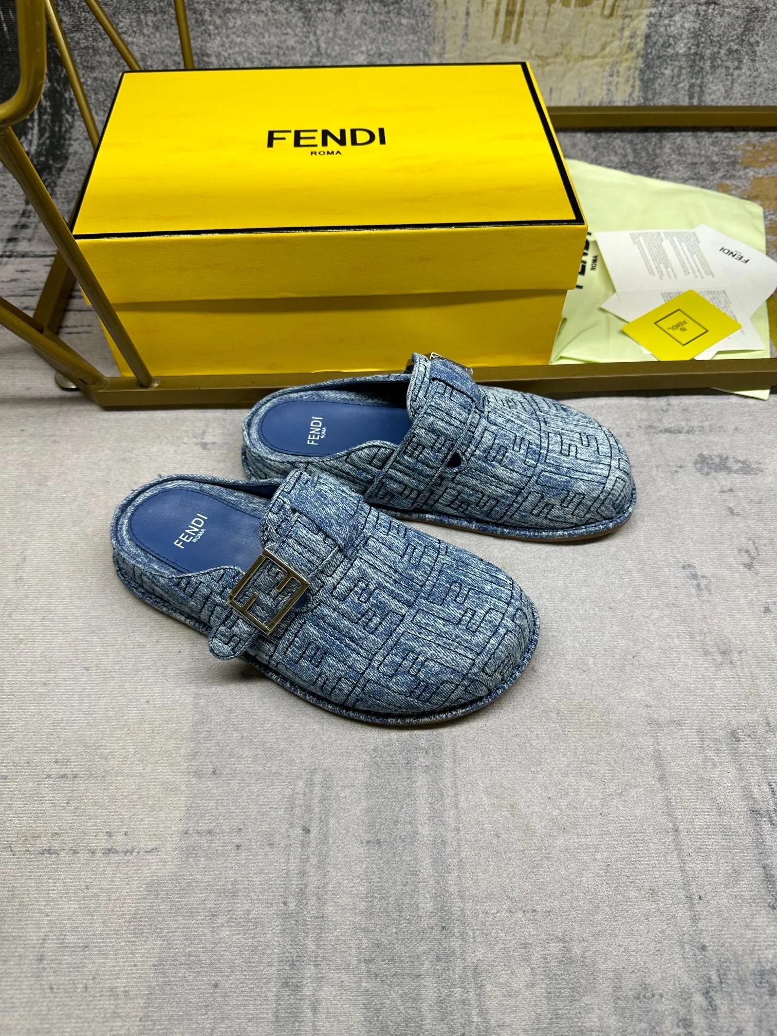 Fendi Feel Mules Blue - Image 3