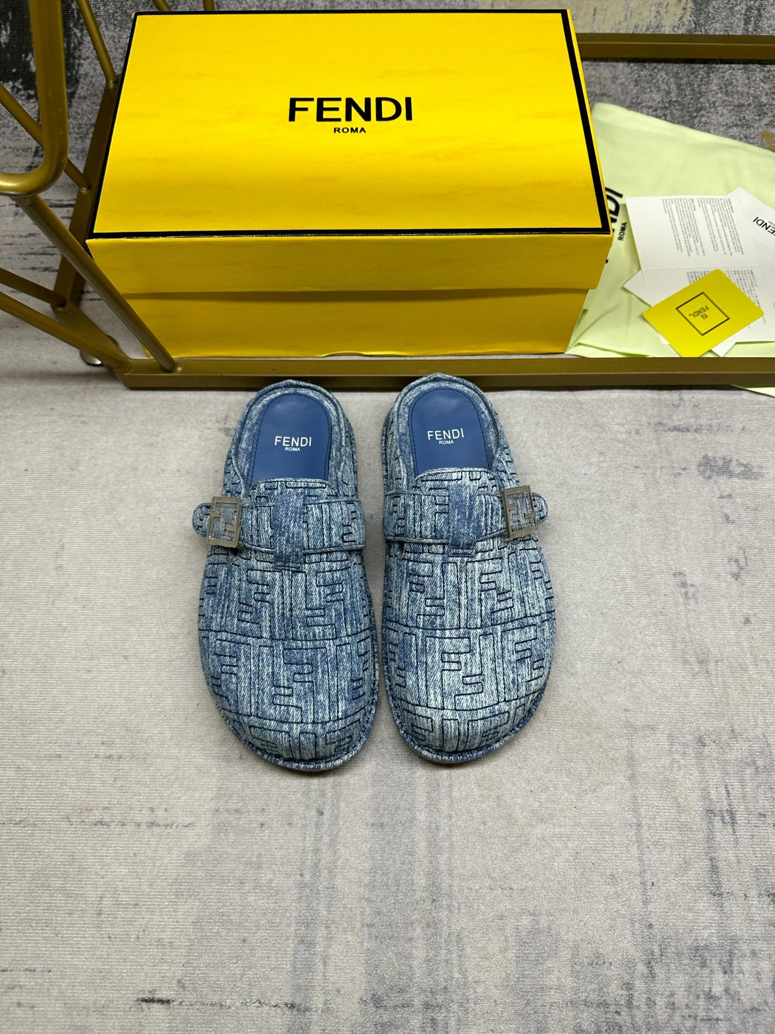 Fendi Feel Mules Blue - Image 7