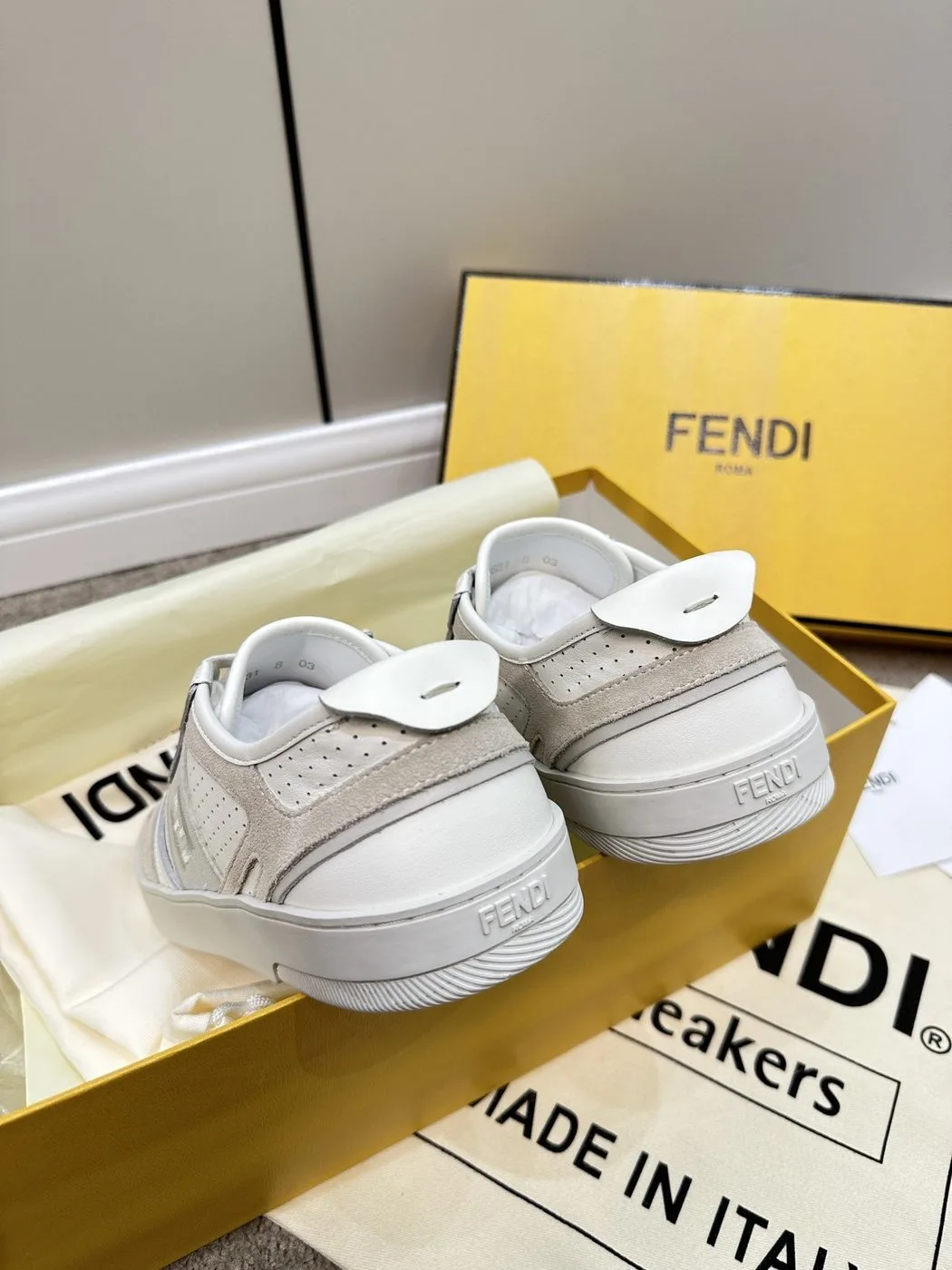 Alternative view of Fendi Lace-Up Sneakers Cream