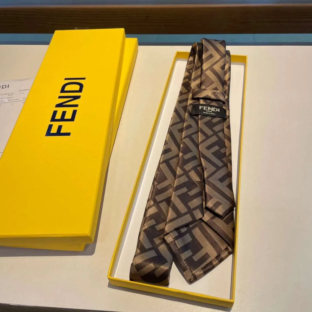 Fendi Tie Silk Necktie Brown FXC023A003F13D6 - Image 6