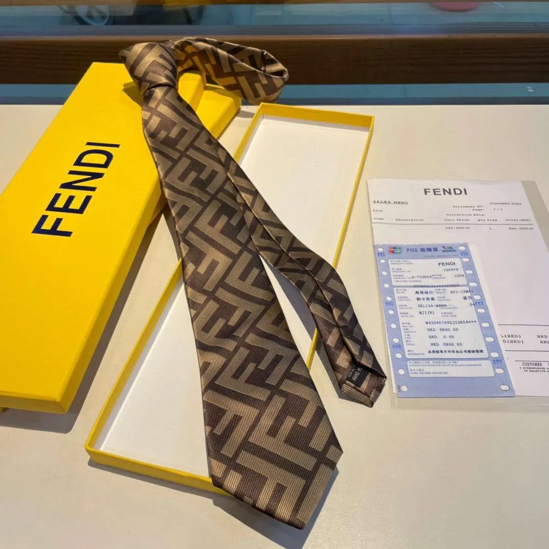 Fendi Tie Silk Necktie Brown FXC023A003F13D6 - Image 8