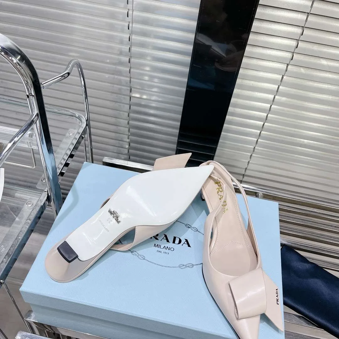Alternative view of Prada Frill Slingback Pumps Cream