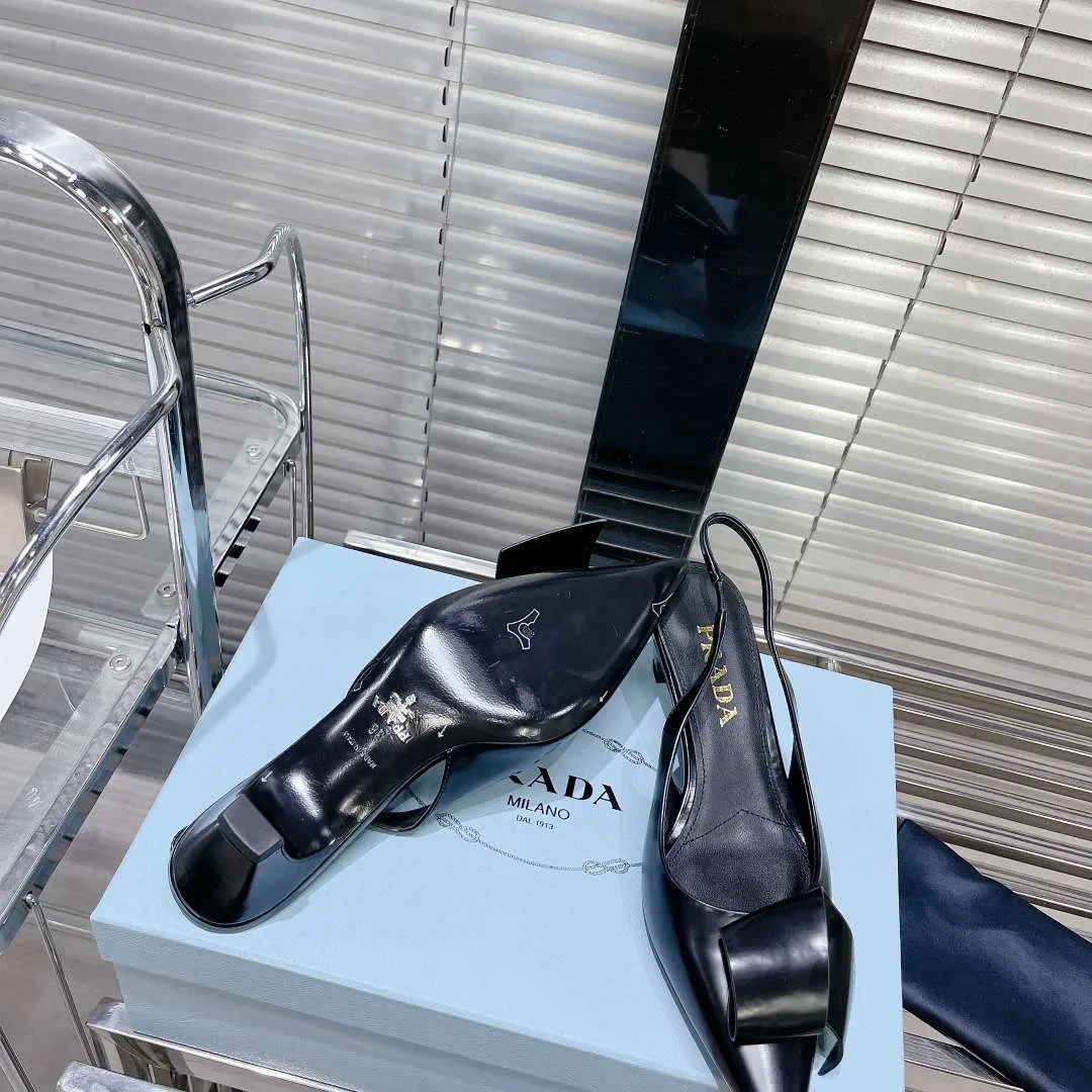 Prada Frill Slingback Pumps Black - Image 3