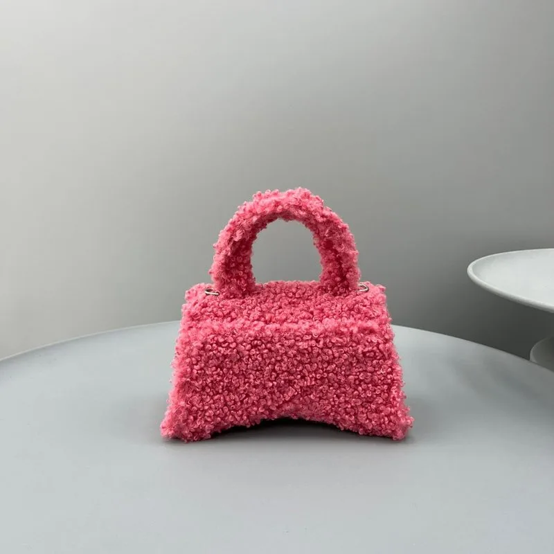 Furry Hourglass Small Handbag Black/Grey/Pink / - Image 27