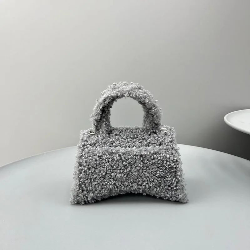 Furry Hourglass Small Handbag Black/Grey/Pink / - Image 11
