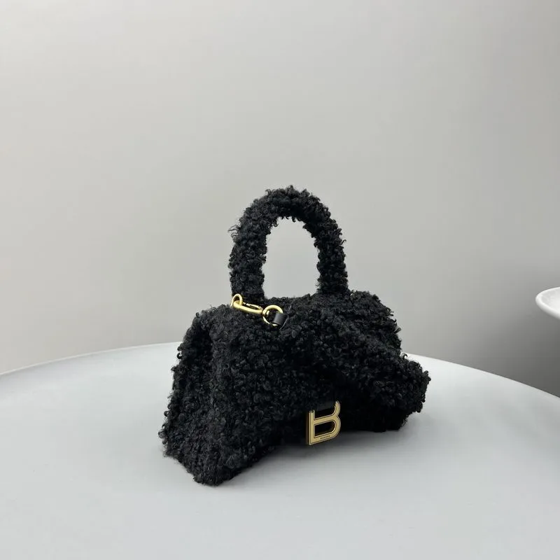 Furry Hourglass Small Handbag Black/Grey/Pink / - Image 7