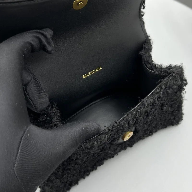 Furry Hourglass Small Handbag Black/Grey/Pink / - Image 10